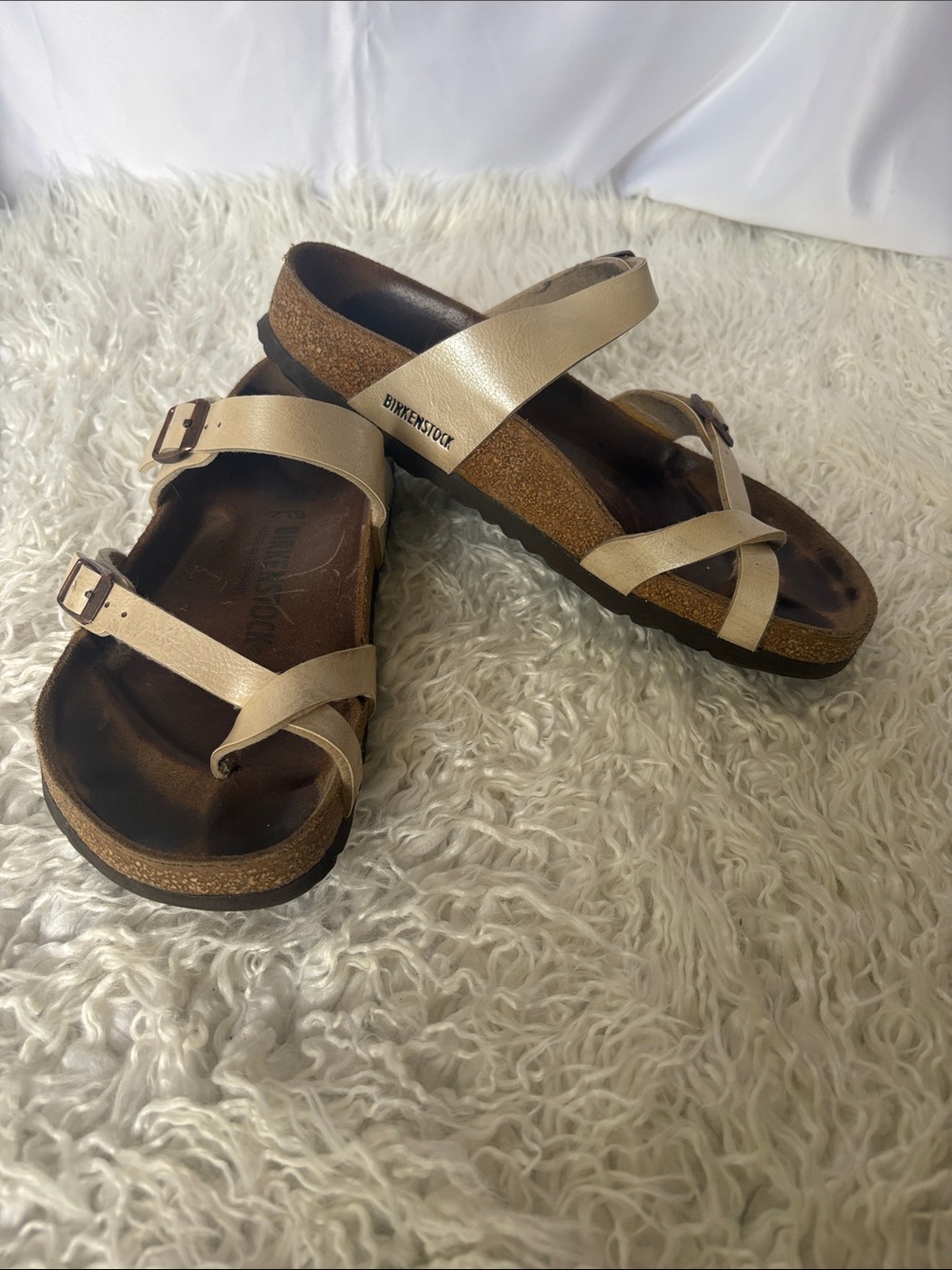 Birkenstock Women’s Metallic Champagne Cork Sandals